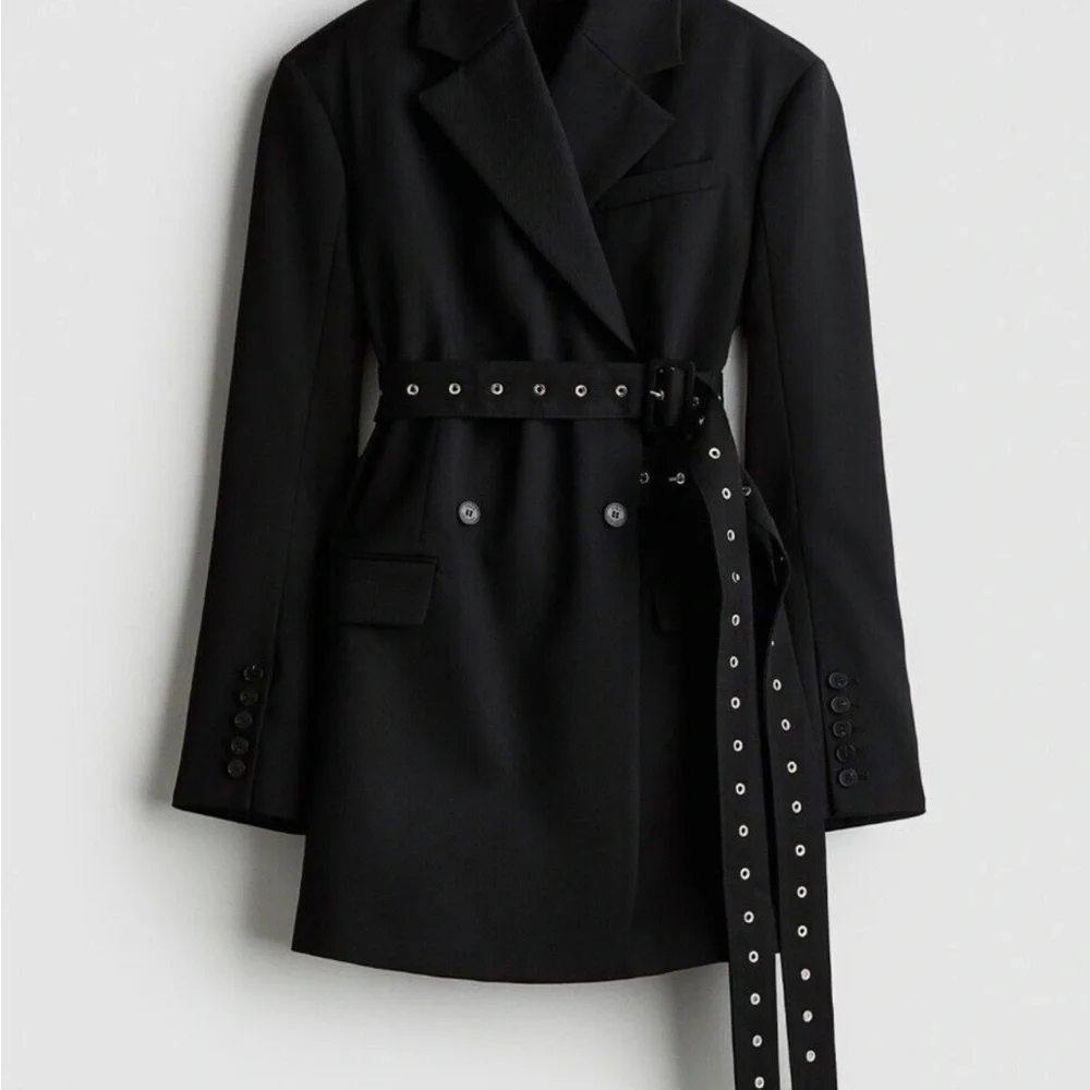 Industrial Chic Black Belted Blazer - Picture 1 of 9